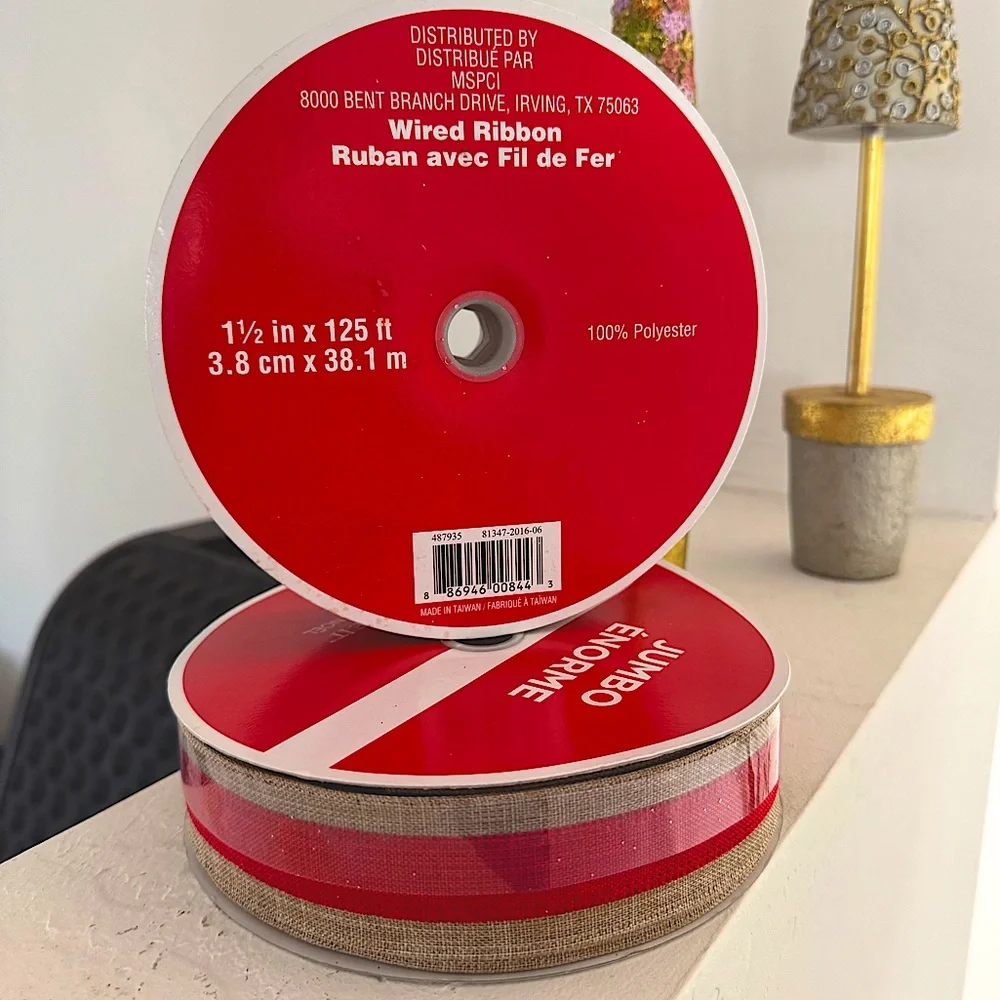 Christmas Holiday Decoration Wired Ribbons for Wreath Trees Gift Boxes - Picture 1 of 5